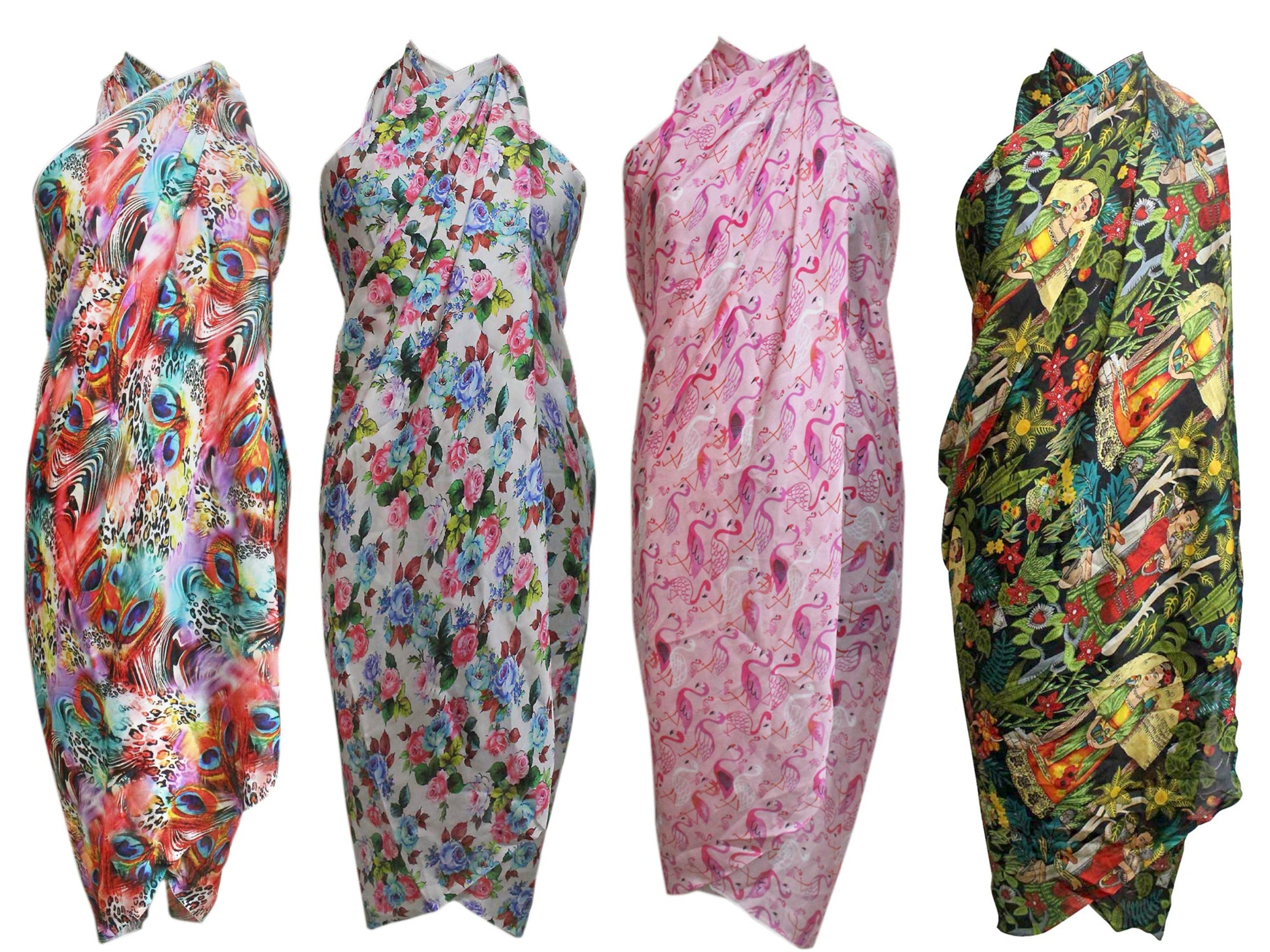 Women Silk Sari Sarong Pareo Beach Wrap Dress Boho Fashion Hippie Wear