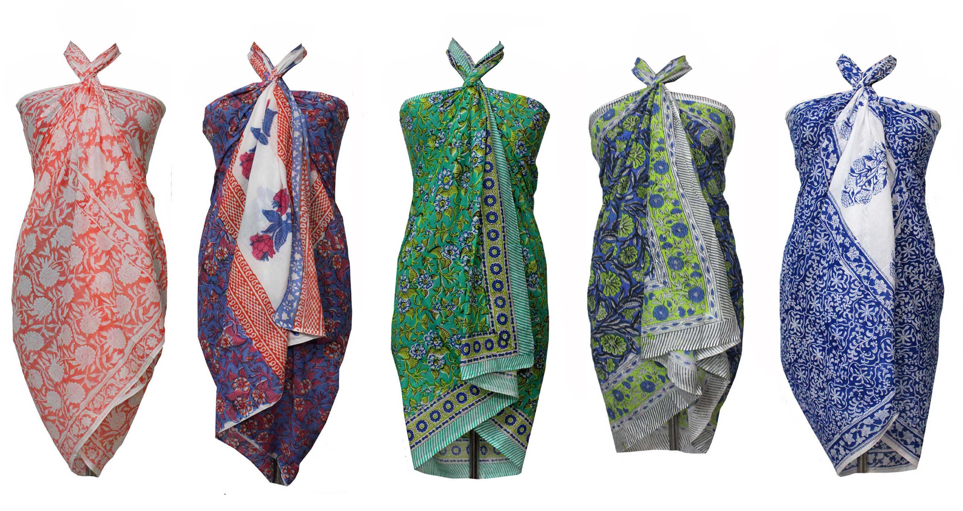 Hand Block Print Cotton Beach Wrap Dress 200 Hand Block Print Cotton Beach Wrap Dress 200