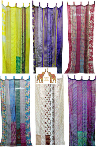 Indian Old Sari Multicolor Curtain Door Drape Window Decor Silk Saree Curtain - Mangogiftsstore