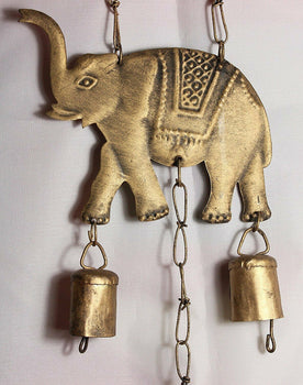 Recycled Iron Elephant Bells Hanging Windchime Outdoor Indoor Patio Decoration - Mangogiftsstore