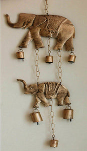 Recycled Iron Elephant Bells Hanging Windchime Outdoor Indoor Patio Decoration - Mangogiftsstore