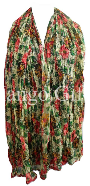 Indian Floral Cotton Scarf Dupatta 100%Cotton Wraps Scarves Multicoloured - Mangogiftsstore