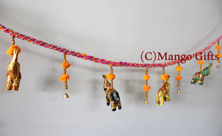 Handmade Elephant Toran Door Hanging 90 cm Length Colorful Indian Boho Decoration - Mangogiftsstore