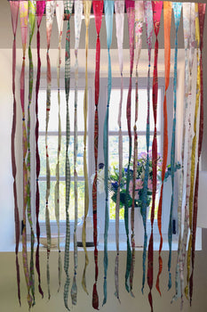 Boho Silk Sari Rainbow Beaded Hippie Curtains Bohemian Home Decoration