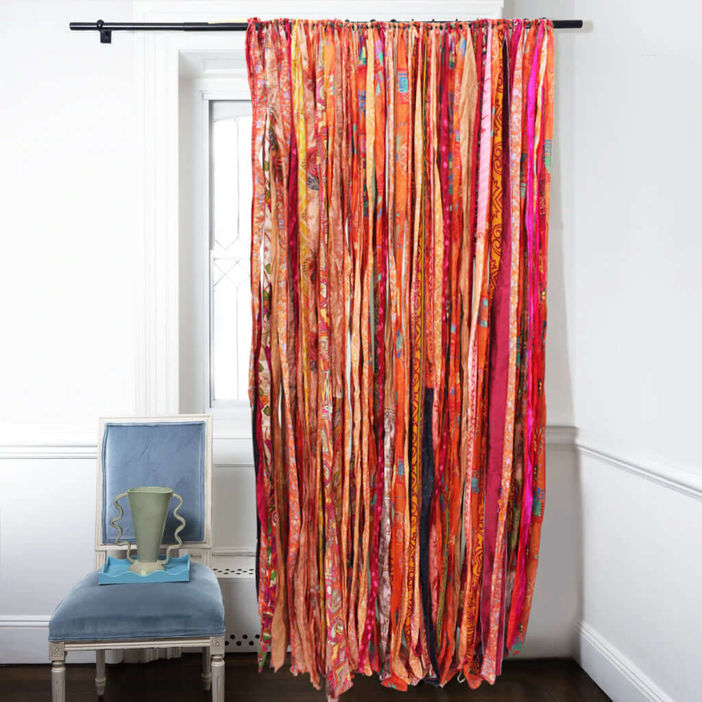 Recycled Silk Sari Bohemian Curtains - 210 x 120 cm