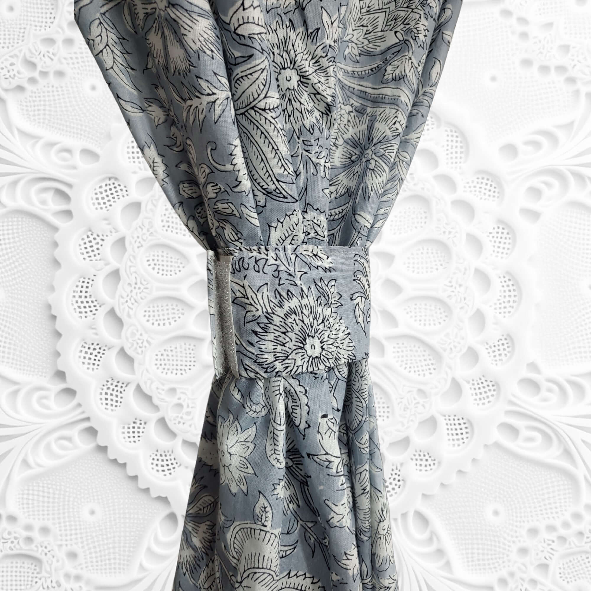 Hand-Block Print Cotton Floral Curtains - Bohemian Decor