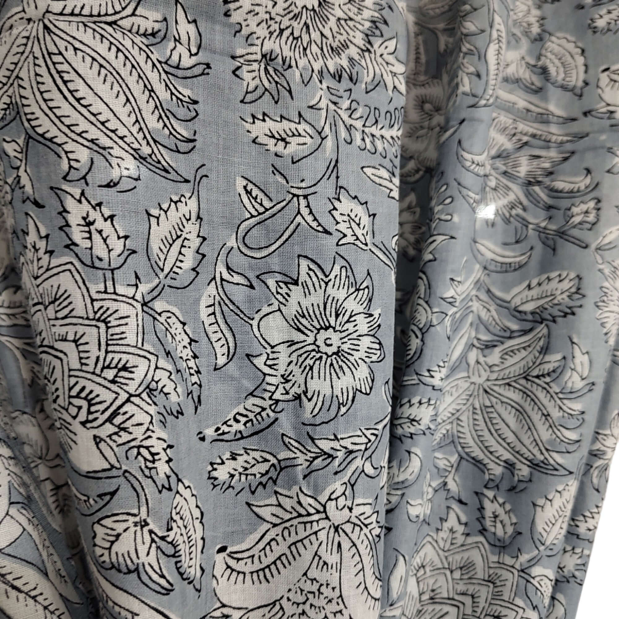 Hand-Block Print Cotton Floral Curtains - Bohemian Decor