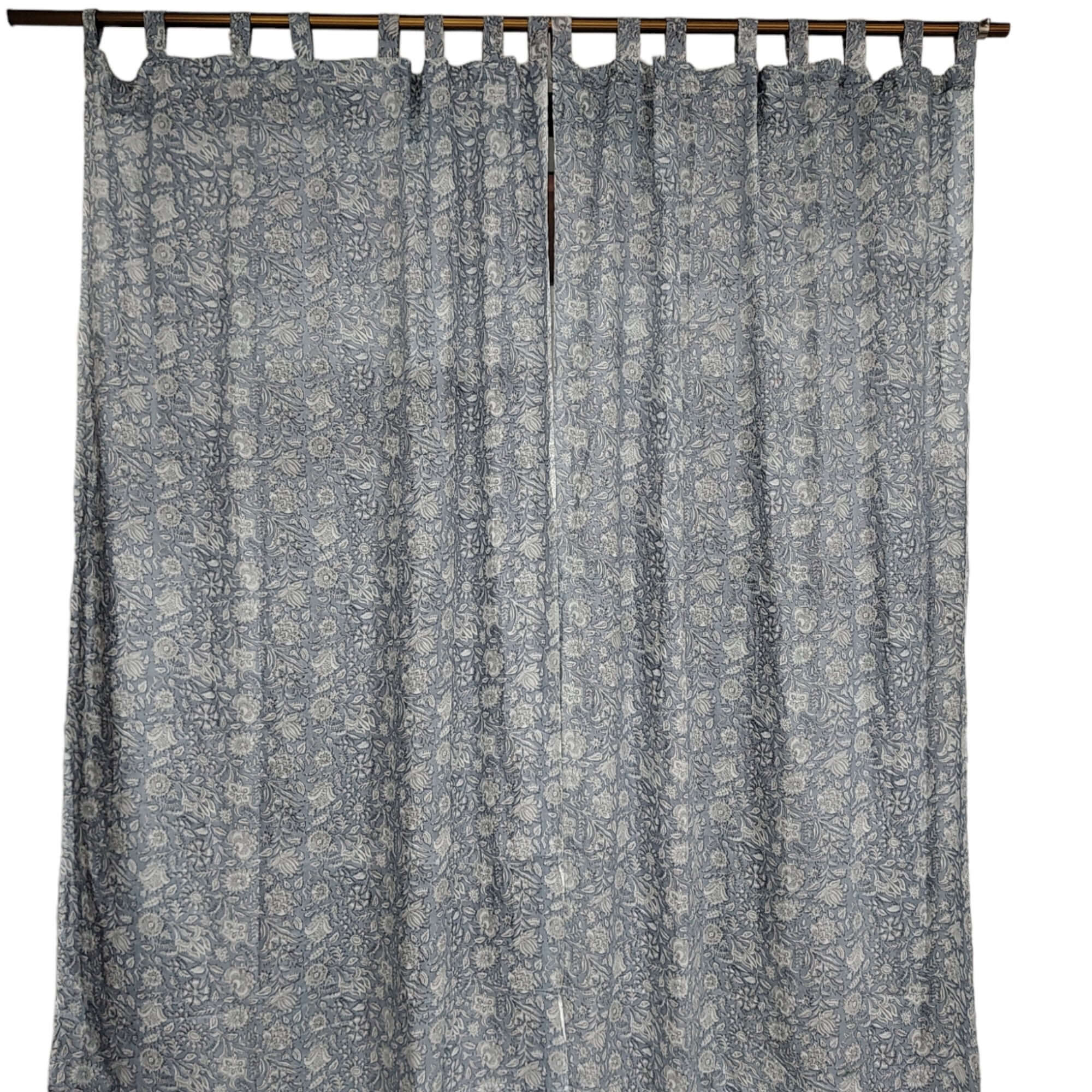 Hand-Block Print Cotton Floral Curtains - Bohemian Decor