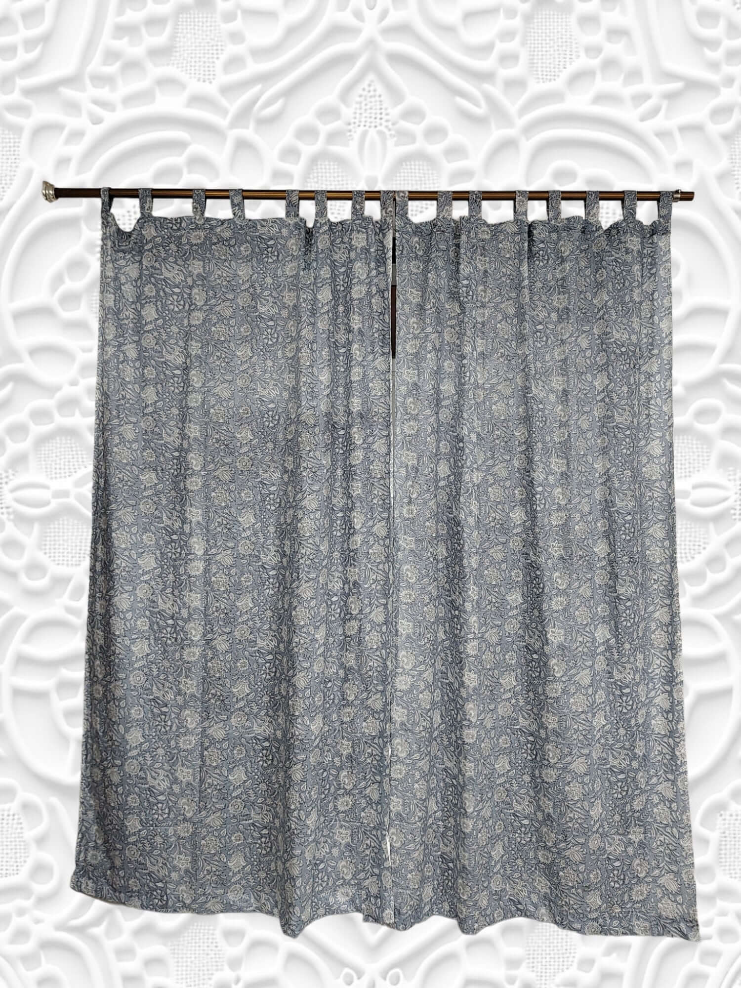 Hand-Block Print Cotton Floral Curtains - Bohemian Decor