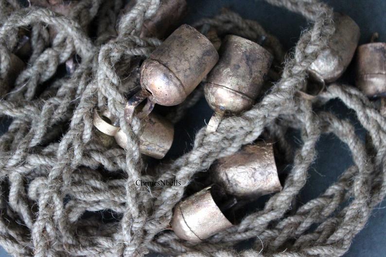 Rustic Iron Tin Bells Garland for Farmhouse Decor