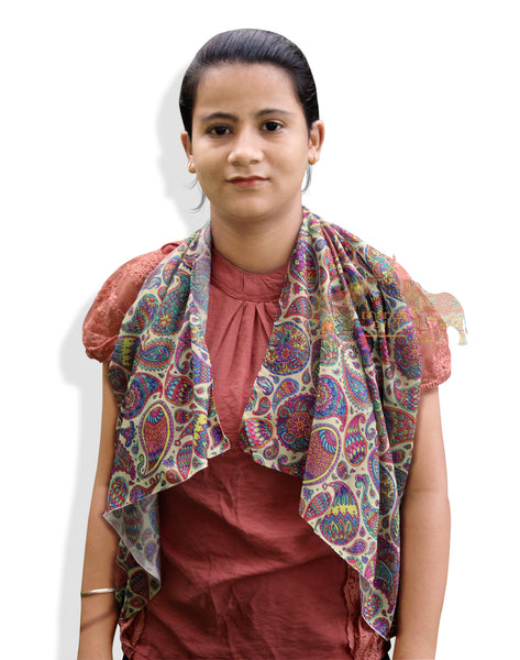 Women Fashion Indian Silk Sari Printed Scarf Headwraps Neck Scarf Wholesale Lots