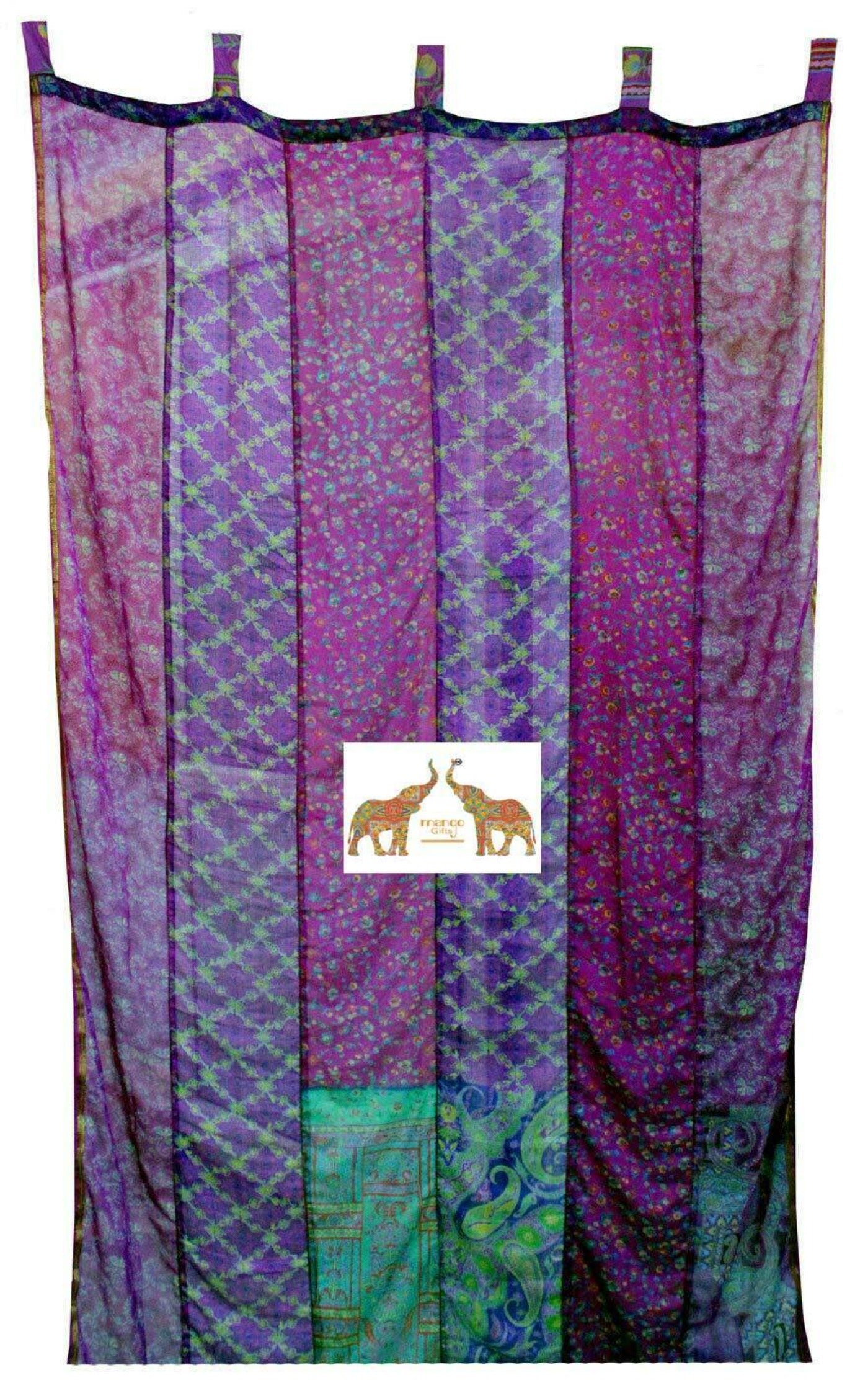 Indian Old Sari Multicolor Curtain Door Drape Window Decor Silk Saree Curtain - Mangogiftsstore