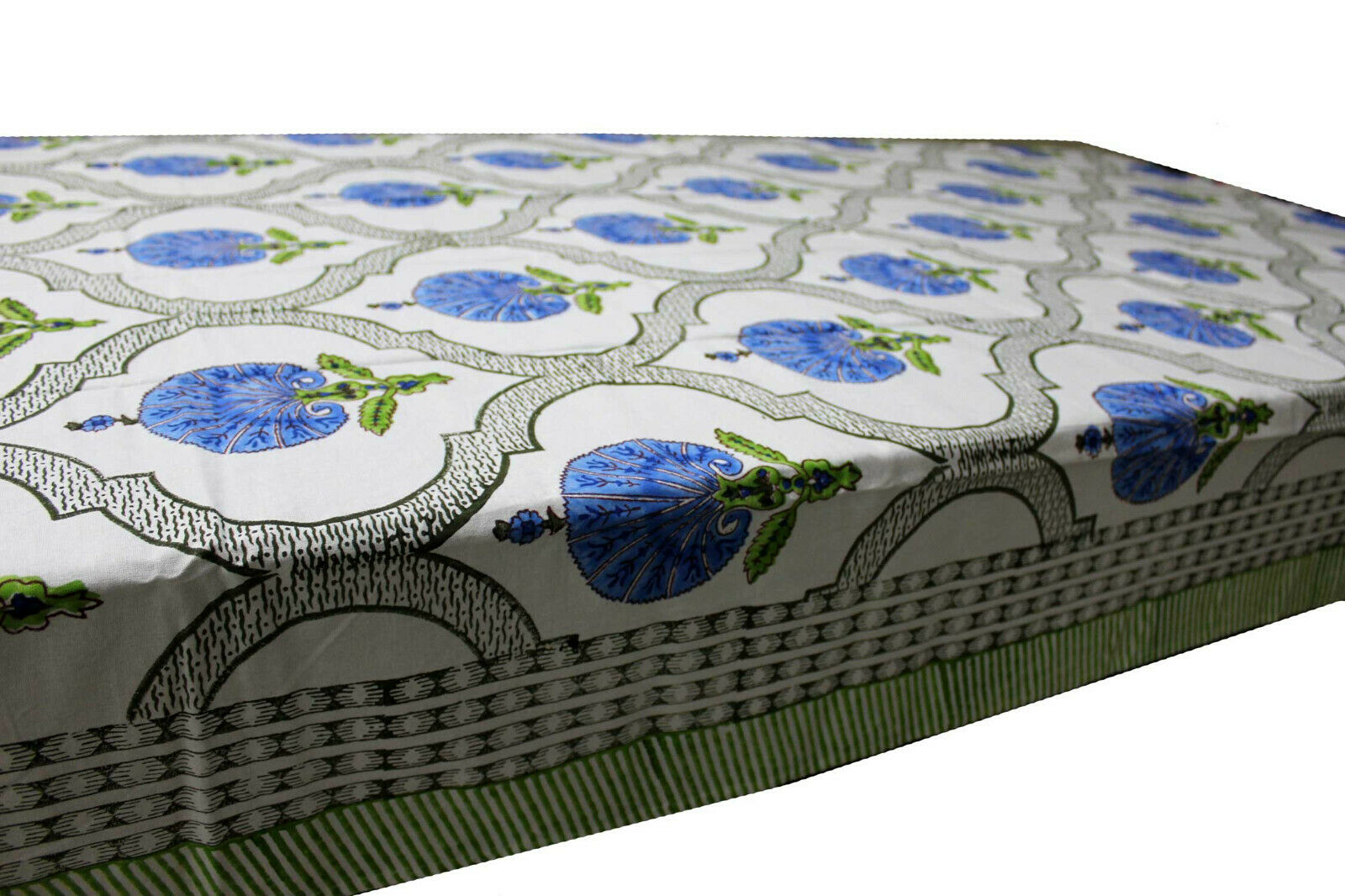 Hand Block Print Table Cloth - 60x90" Cotton, Orange