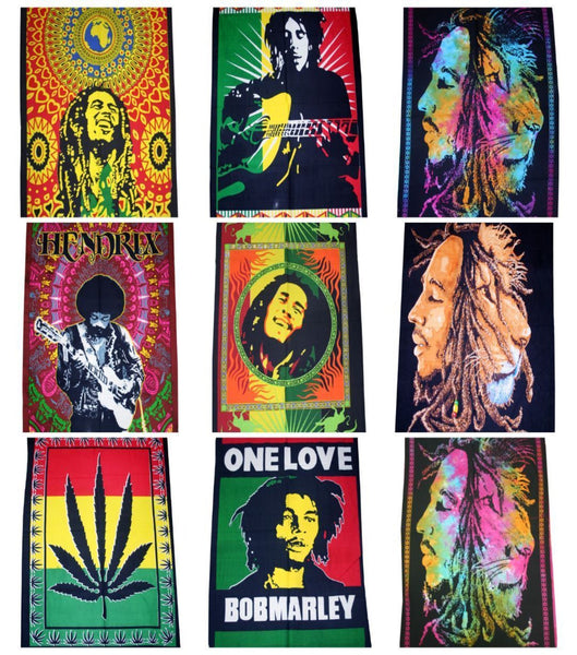 Bob Marley Poster Cloth Wall Hanging Tapestry One Love Hippy Hippie Hendrix Wall Hanging 30 x 40 Inches - Mangogiftsstore