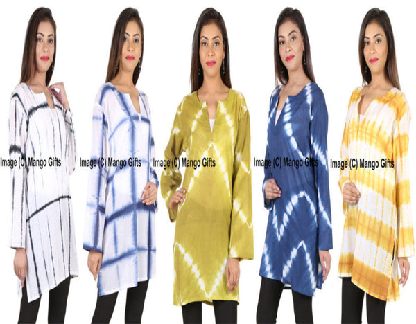 Indian Cotton Tie Dye Cotton Tunics Tops Wholesale Lot - Mangogiftsstore