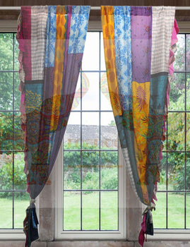 Boho Theme Vintage Silk Sari Curtains Hippie Hippy Bohemian Panels