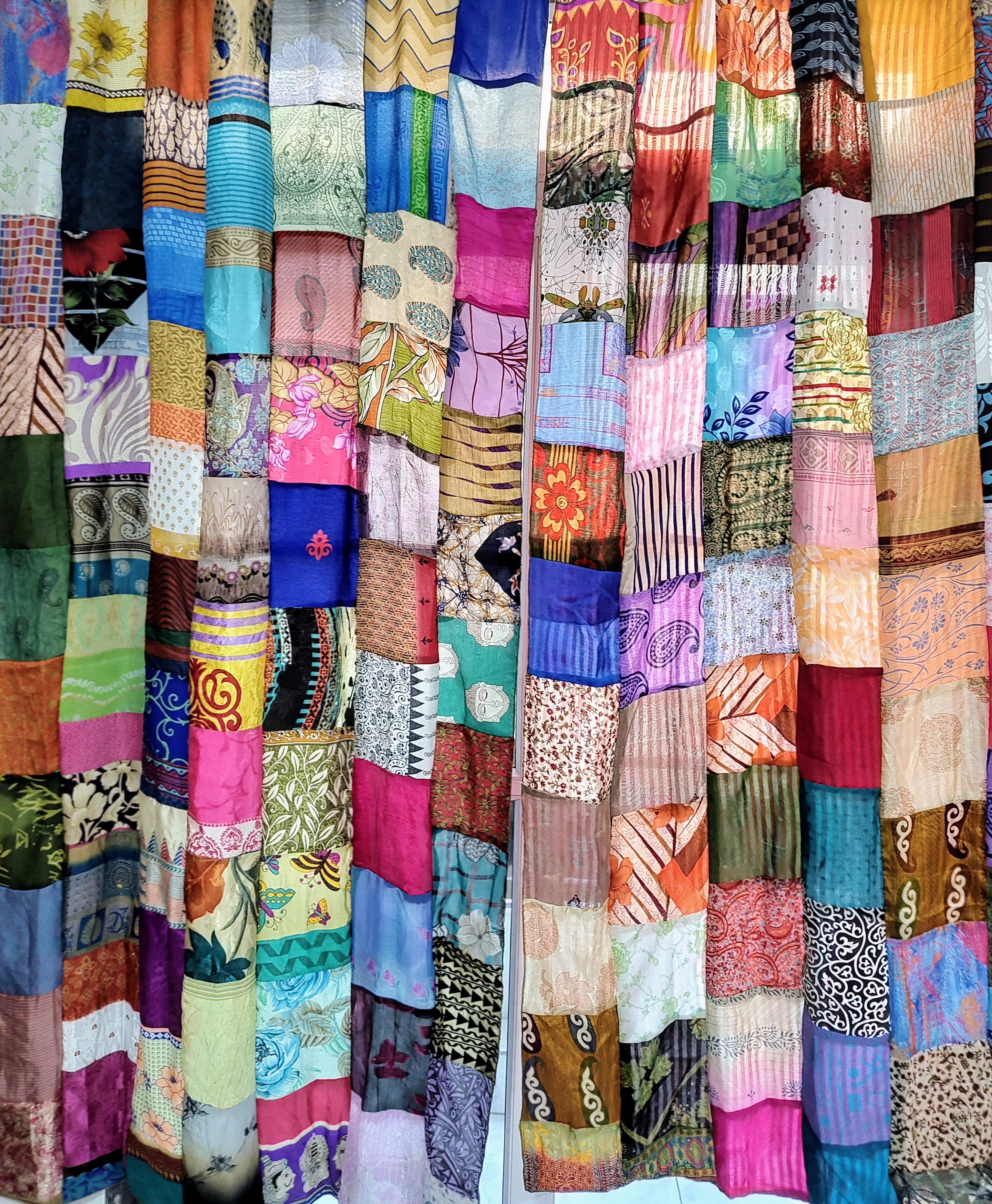 Boho,Boho Curtains,Boho Decor,Boho Theme,Drapes,Gypsy,Handcrafted,Handmade,Hippie,Hippie hippy,IndianSilk Sari,Multicolour,Old Sari,Panels,Patchwork,Recycled Sari,Vintage,Window Curtains