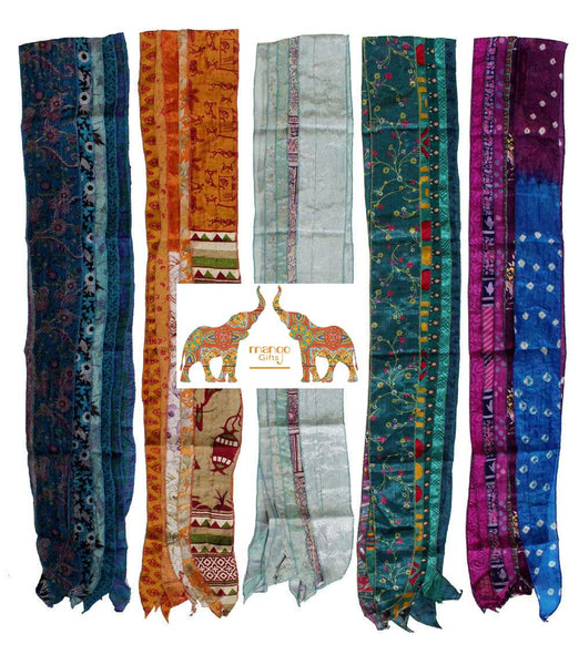 Indian Silk sari vintage Stole scarves - Mangogiftsstore