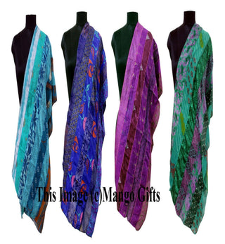 Indian Silk Sari Saree Vintage Scarves Scarf Head Wrap Stole Duppatta Wholesale Lots - Mangogiftsstore