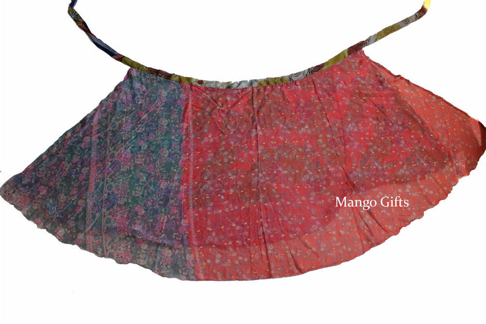 Vintage 2 Layer Silk Sari Saree Magic Wrap Around Skirt Dress Beach Wear Sarong Wholesale