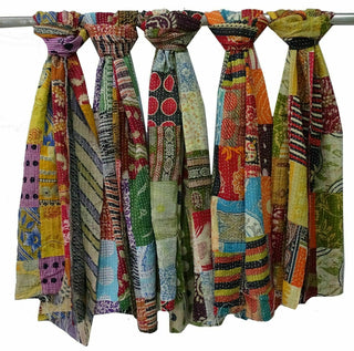 Kantha 100%cotton vintage scarf wrap sari scarf reversible stole Women Fashion Accessories - Mangogiftsstore