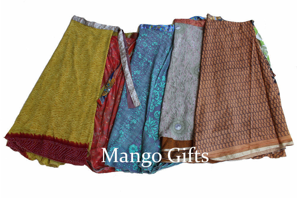 Vintage Silk Sari Magic Wrap Skirt - Beach Wear