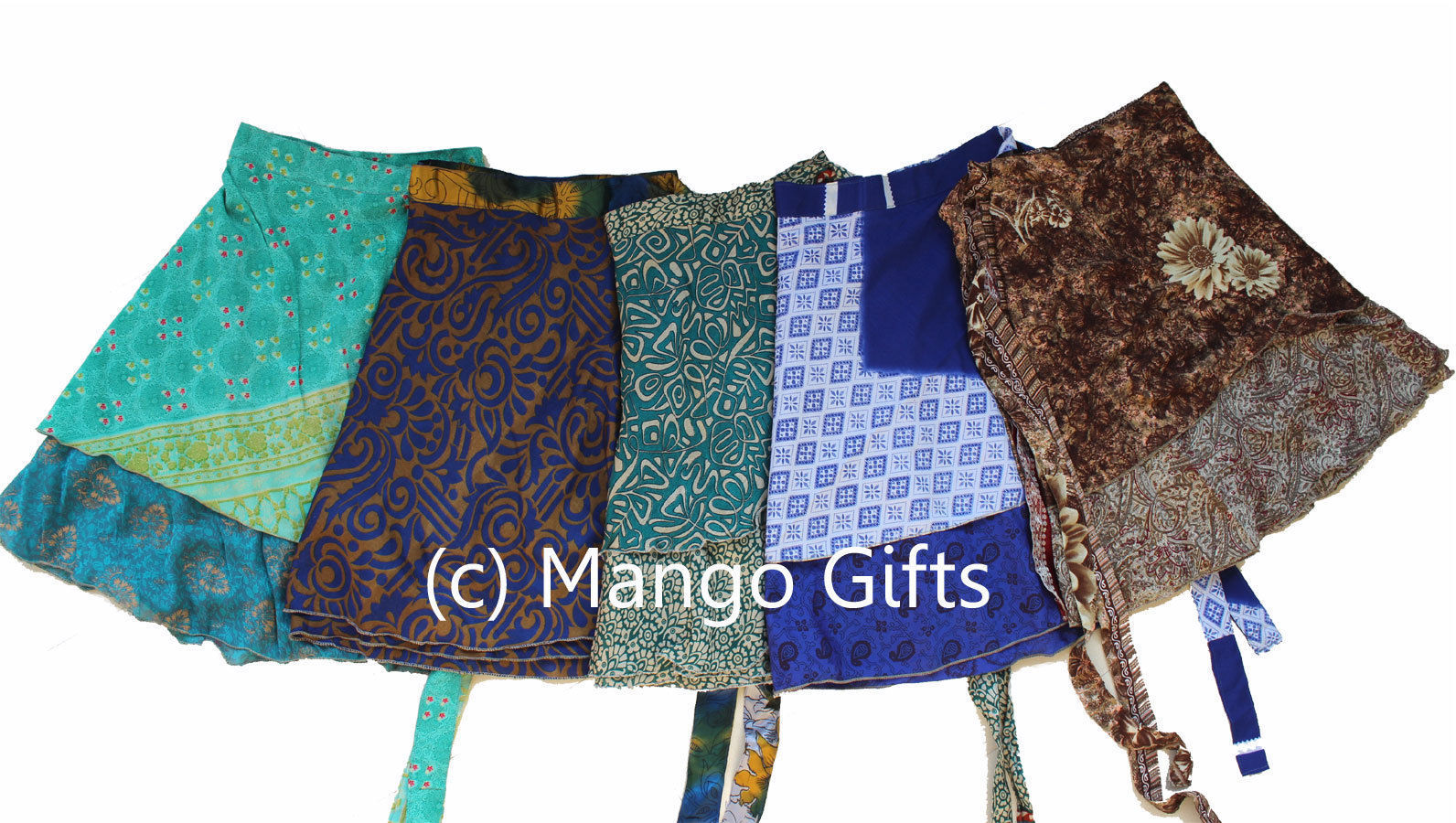 Vintage 2 Layer Silk Sari Saree Magic Wrap Around Skirt Dress Beach Wear Sarong Wholesale