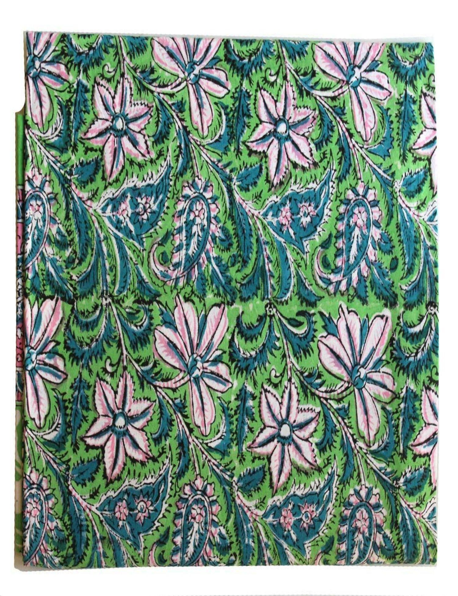 Hand Block Print Tablecloth 100% Cotton Green 60x90 Inch