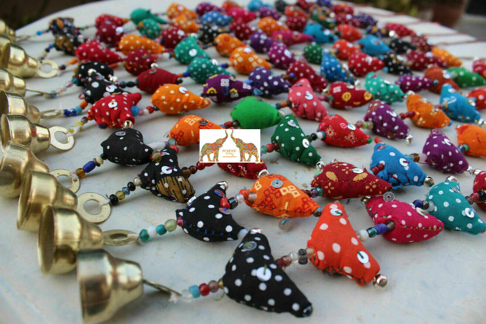 Handmade 30 bird bells for a colorful traditional touch. Eco-friendly, perfect for gardens or entryways.