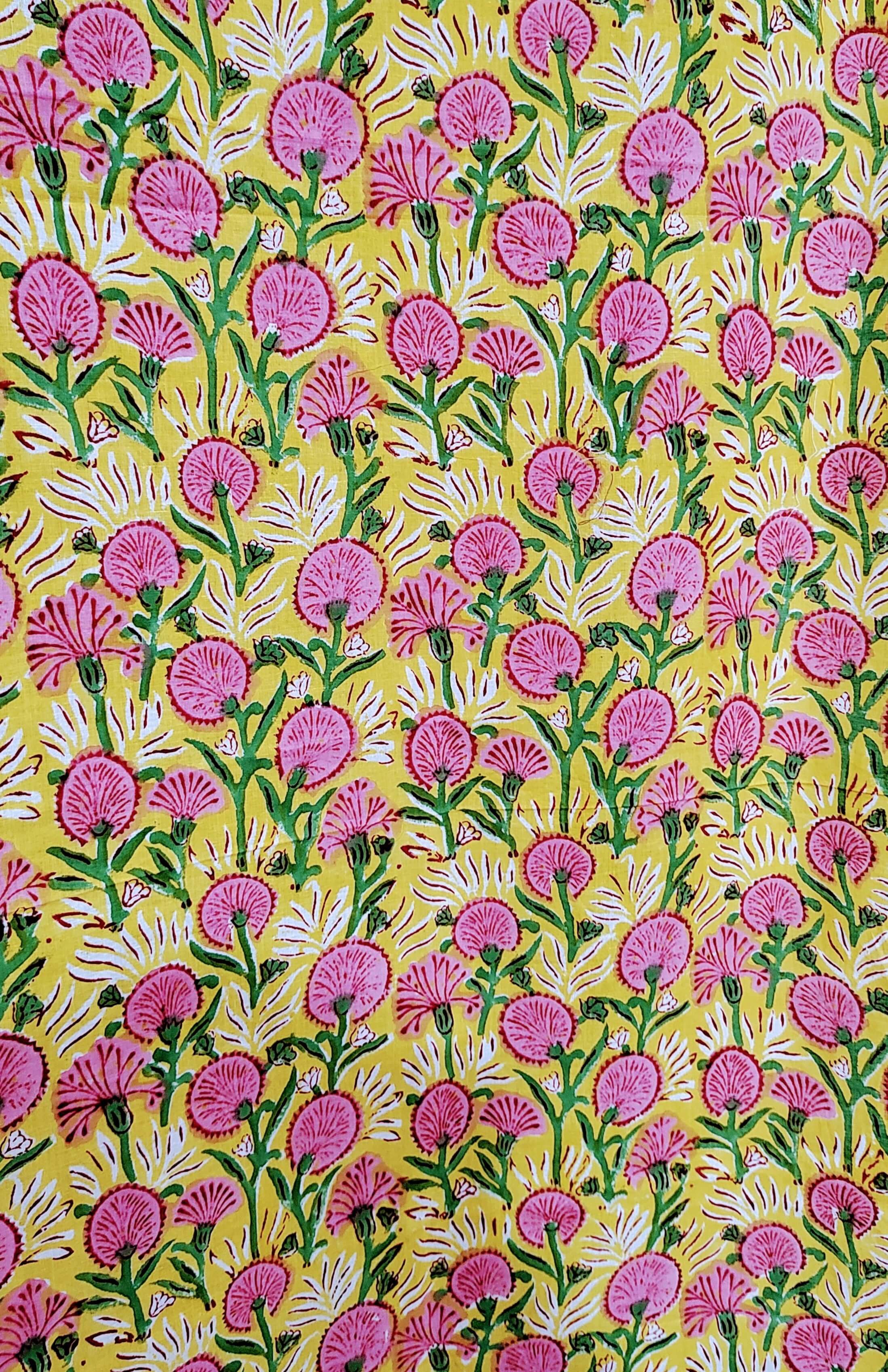 Hand-Block Print Cotton Floral Curtains - Bohemian Decor