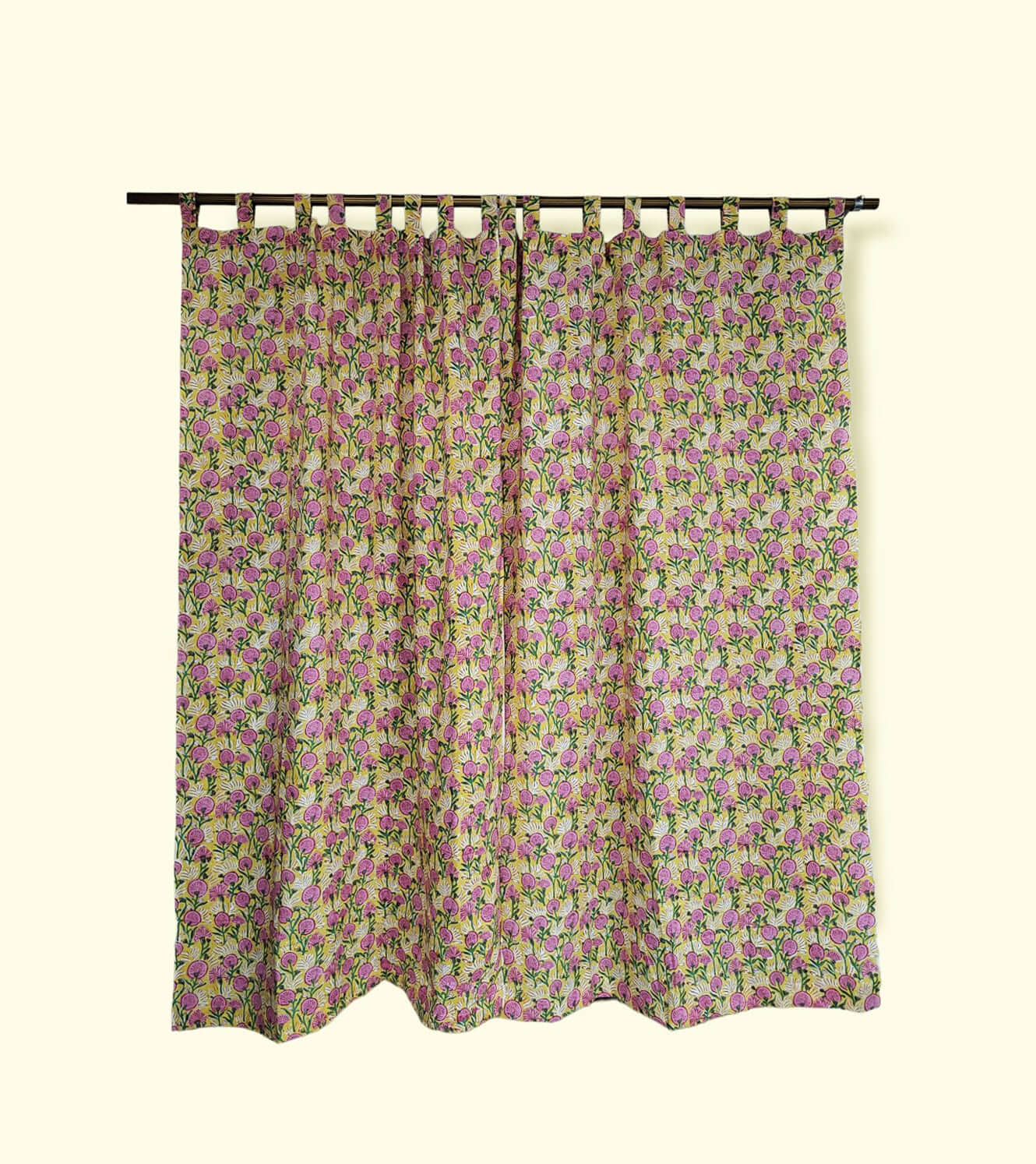 Hand-Block Print Cotton Floral Curtains - Bohemian Decor